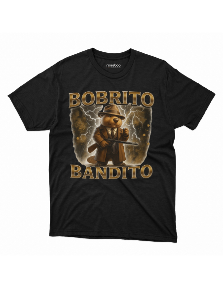 Koszulka Męska BrainRot "Bobrito Bandito" Czarna | 100% Bawełna