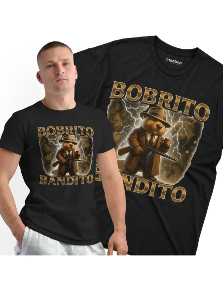 Koszulka Męska BrainRot "Bobrito Bandito" Czarna | 100% Bawełna