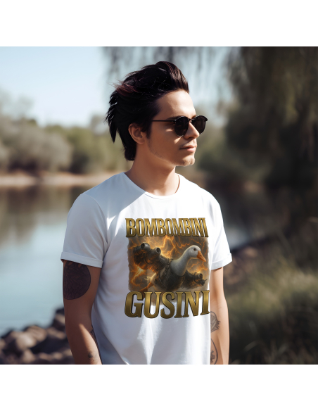 Koszulka Męska BrainRot "Bombomrini Gusini" Czarna | 100% Bawełna