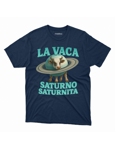 Koszulka Męska BrainRot "La Vica Saturno Saturnita" Czarna | 100% Bawełna