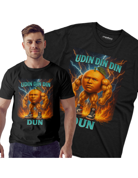 Koszulka Męska BrainRot "Udin Din Din Dun" Czarna | 100% Bawełna Czarna | 100% Bawełna