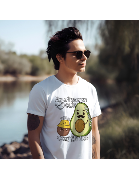 Koszulka Męska "Nasz pierwszy wspólny dzień taty" Czarna | 100% Bawełna