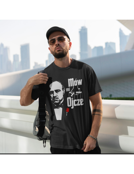 Koszulka Męska "Mów mi ojcze" Czarna | 100% Bawełna