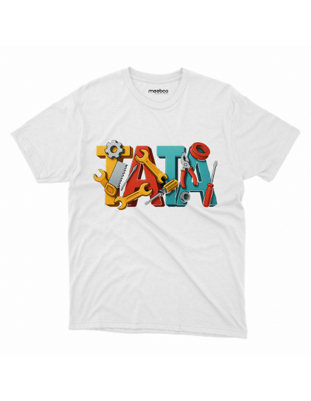 Koszulka Męska "Tata i narzędzia" Czarna | 100% Bawełna
