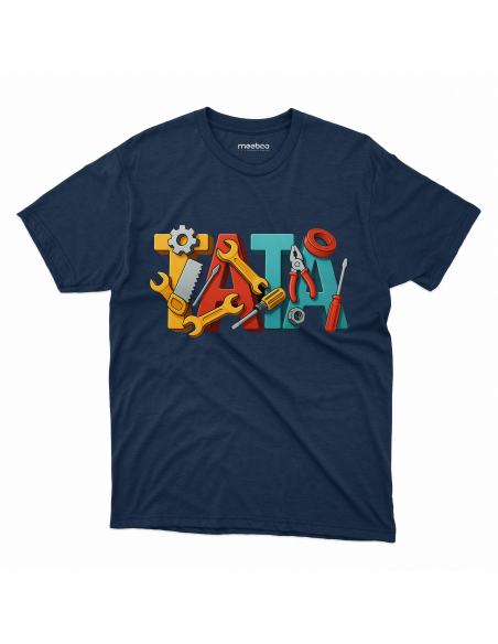 Koszulka Męska "Tata i narzędzia" Czarna | 100% Bawełna