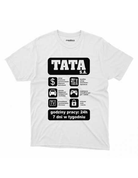 Koszulka Męska "Tata S.A." Czarna | 100% Bawełna
