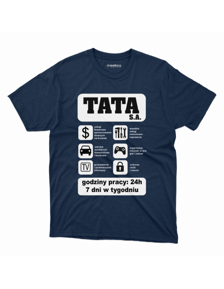 Koszulka Męska "Tata S.A." Czarna | 100% Bawełna