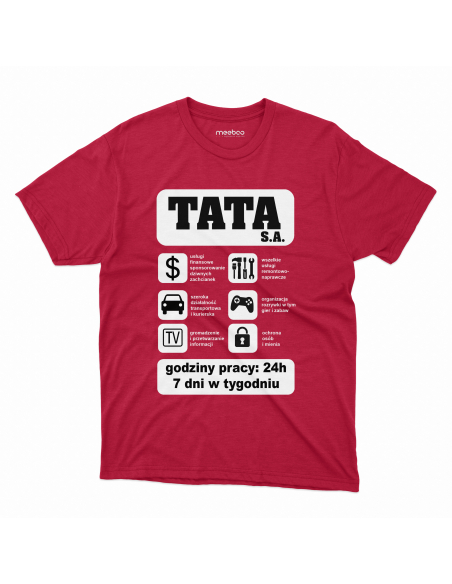 Koszulka Męska "Tata S.A." Czarna | 100% Bawełna