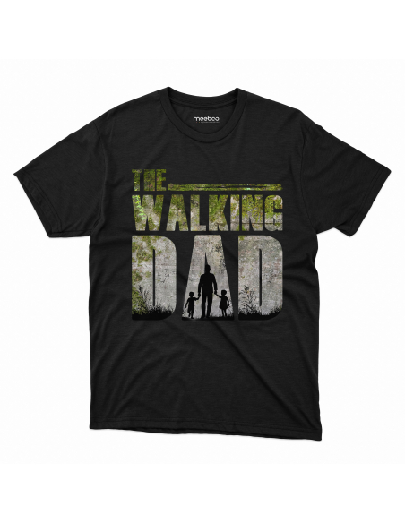 Koszulka Męska "The Walking Dad - Syn i córka" Czarna | 100% Bawełna