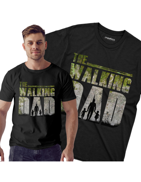 Koszulka Męska "The Walking Dad - Syn i córka" Czarna | 100% Bawełna