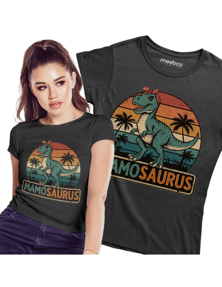 Koszulka Damska "Mamosaurus" Czarna | 100% Bawełna