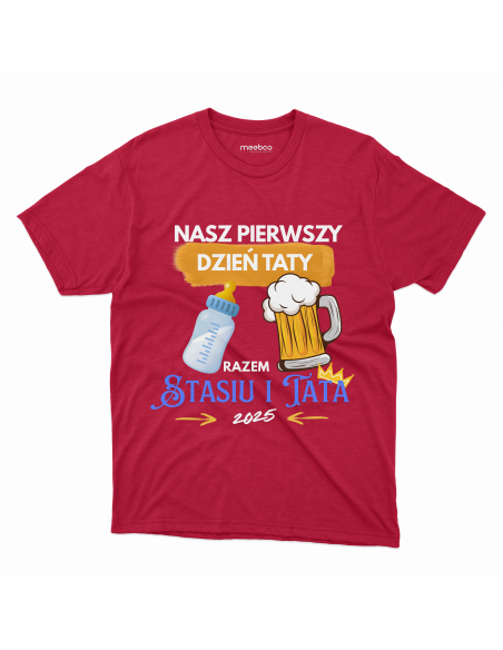 Koszulka Dziecięca "Nasz pierwszy dzień taty + Imię" Czarna | 100% Bawełna