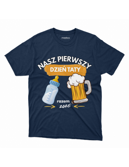 Koszulka Dziecięca "Nasz pierwszy dzień taty 2025" Czarna | 100% Bawełna