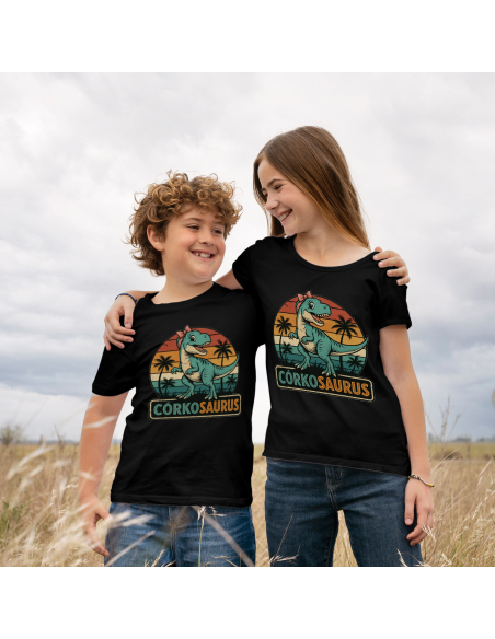 Koszulka Dziecięca "Córkosaurus" Czarna | 100% Bawełna