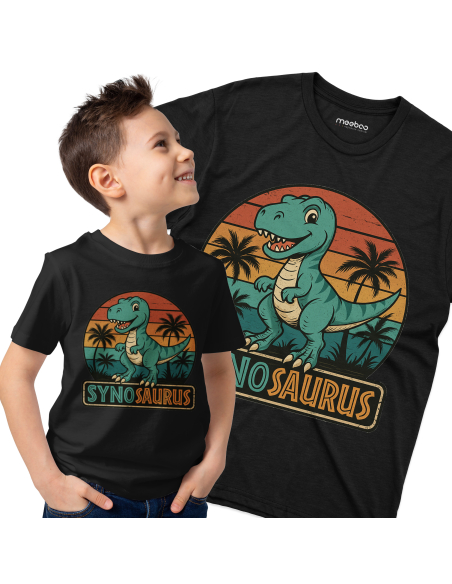 Koszulka Dziecięca "Synosaurus" Czarna | 100% Bawełna