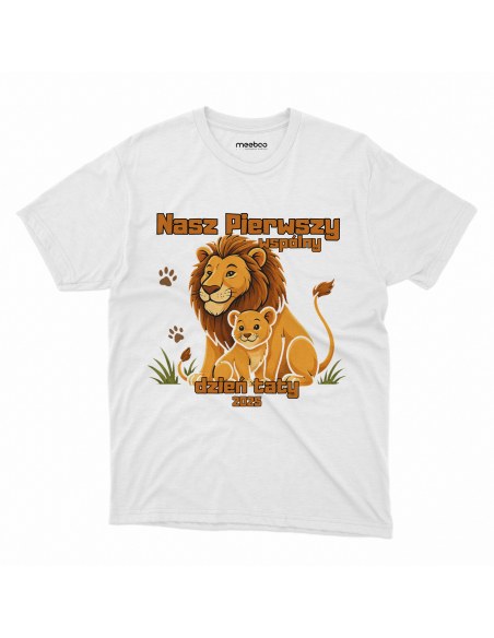 Koszulka Dziecięca "Lwy - Pierwszy wspólny dzień taty 2025" Czarna | 100% Bawełna