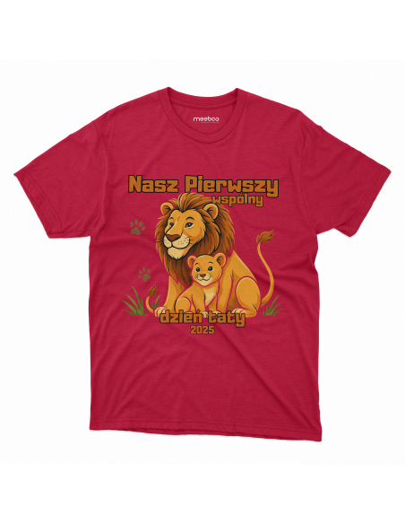 Koszulka Dziecięca "Lwy - Pierwszy wspólny dzień taty 2025" Czarna | 100% Bawełna