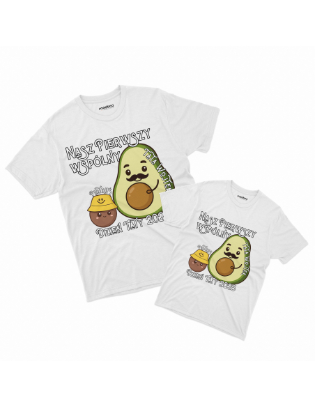 Zestaw koszulka męska + koszulka dziecięca "Nasz pierwszy wspólny dzień taty" Czarna | 100% Bawełna