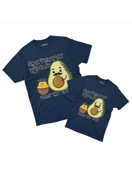 Zestaw koszulka męska + koszulka dziecięca "Nasz pierwszy wspólny dzień taty" Czarna | 100% Bawełna