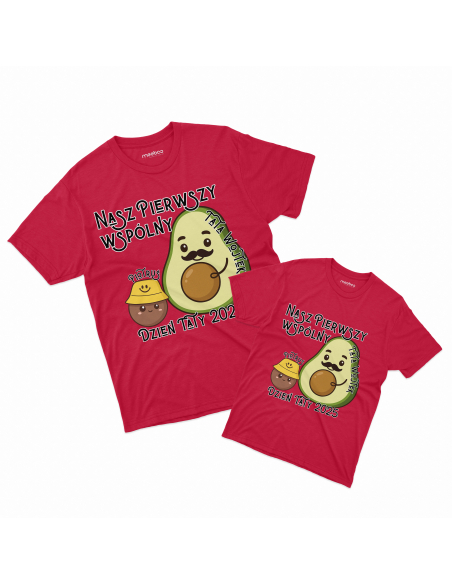 Zestaw koszulka męska + koszulka dziecięca "Nasz pierwszy wspólny dzień taty" Czarna | 100% Bawełna