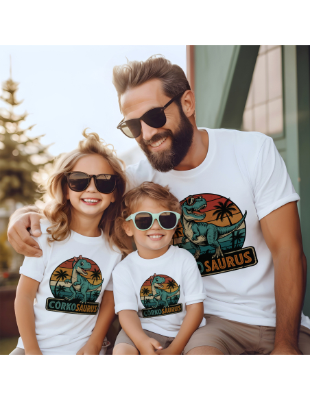 Zestaw koszulka męska + koszulka dziecięca "Tatosaurus i córkosaurus" Czarna | 100% Bawełna