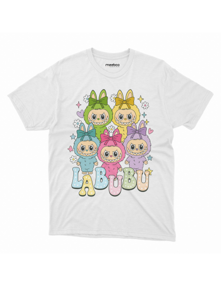 Koszulka Dziecięca "Labubu - Wszystkie kolory" Czarna | 100% Bawełna