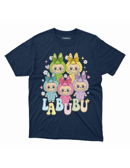 Koszulka Dziecięca "Labubu - Wszystkie kolory" Czarna | 100% Bawełna