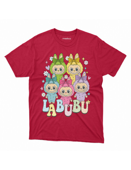 Koszulka Dziecięca "Labubu - Wszystkie kolory" Czarna | 100% Bawełna