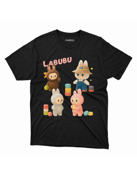 Koszulka Dziecięca "Labubu Ciasteczka" Czarna | 100% Bawełna