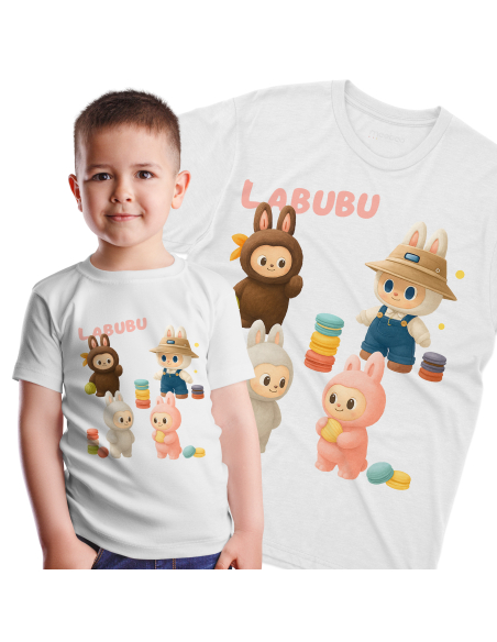 Koszulka Dziecięca "Labubu Ciasteczka" Czarna | 100% Bawełna