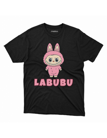 Koszulka Dziecięca "Różowe Labubu" Czarna | 100% Bawełna