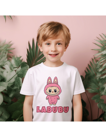 Koszulka Dziecięca "Różowe Labubu" Czarna | 100% Bawełna