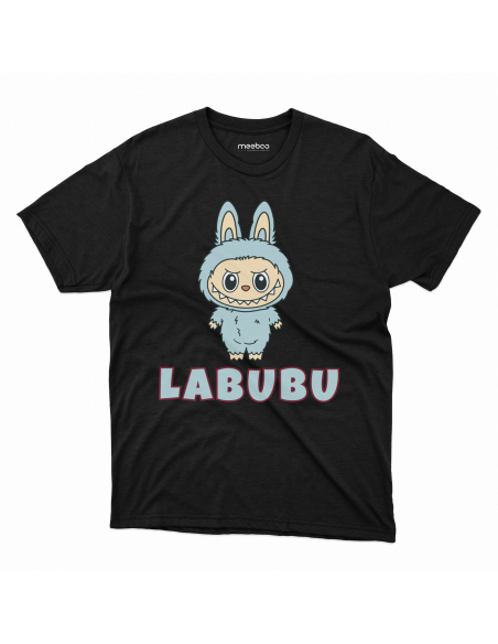 Koszulka Dziecięca "Niebieskie Labubu" Czarna | 100% Bawełna