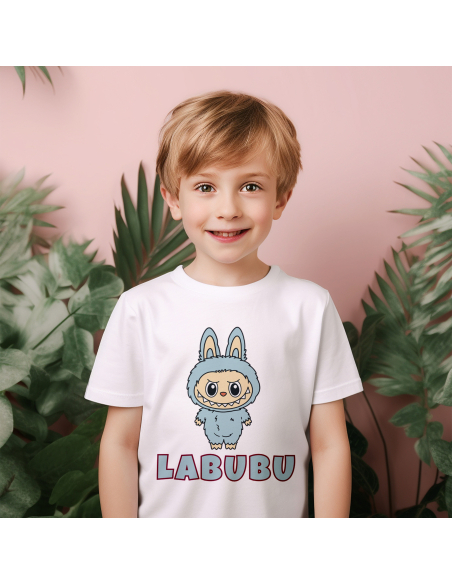 Koszulka Dziecięca "Niebieskie Labubu" Czarna | 100% Bawełna