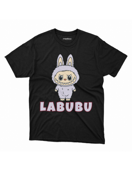 Koszulka Dziecięca "Fioletowe Labubu" Czarna | 100% Bawełna