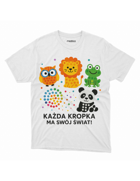Koszulka Dziecięca "Każda kropka ma swój świat!" Czarna | 100% Bawełna