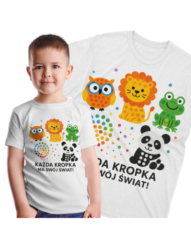 Koszulka Dziecięca "Każda kropka ma swój świat!" Czarna | 100% Bawełna