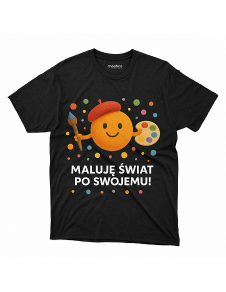 Koszulka Dziecięca "Maluję świat po swojemu" Czarna | 100% Bawełna