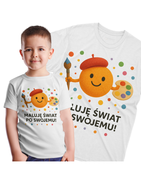 Koszulka Dziecięca "Maluję świat po swojemu" Czarna | 100% Bawełna