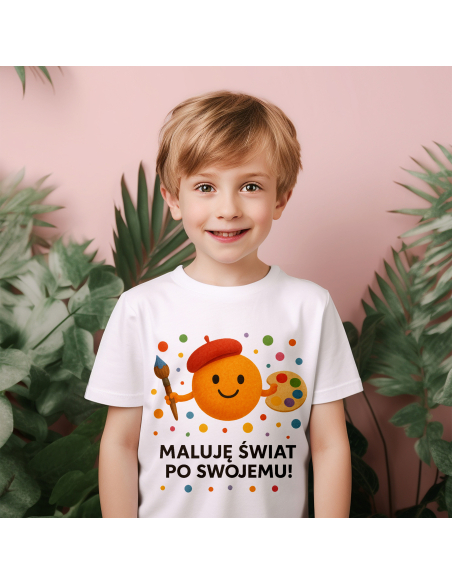 Koszulka Dziecięca "Maluję świat po swojemu" Czarna | 100% Bawełna