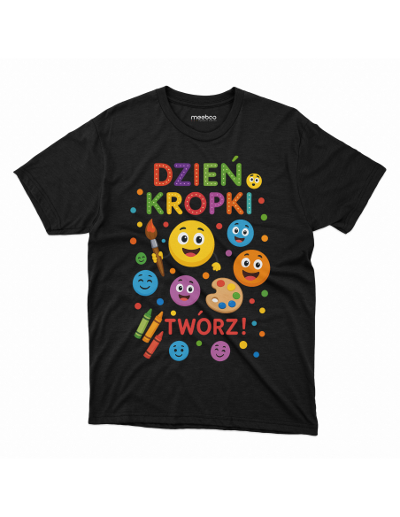 Koszulka Dziecięca "Dzień kropki - Twórz!" Czarna | 100% Bawełna