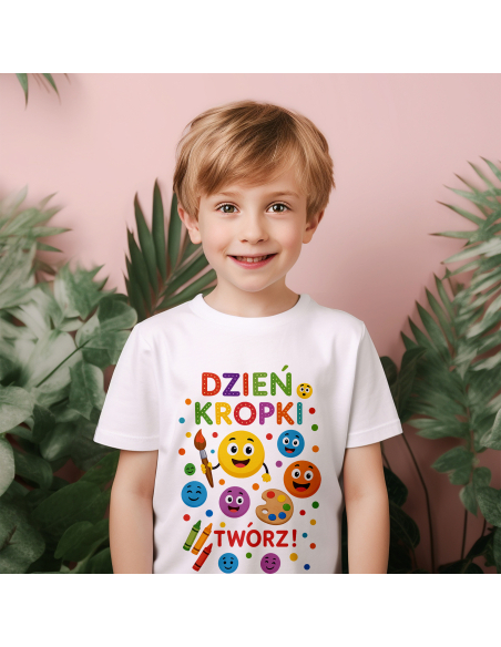 Koszulka Dziecięca "Dzień kropki - Twórz!" Czarna | 100% Bawełna