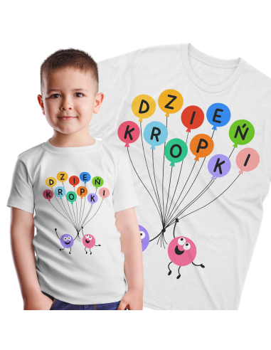 Koszulka Dziecięca "Dzień kropki - Balony" Czarna | 100% Bawełna
