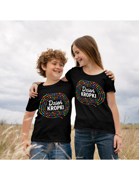 Koszulka Dziecięca "Dzień kropki - Wężyk" Czarna | 100% Bawełna