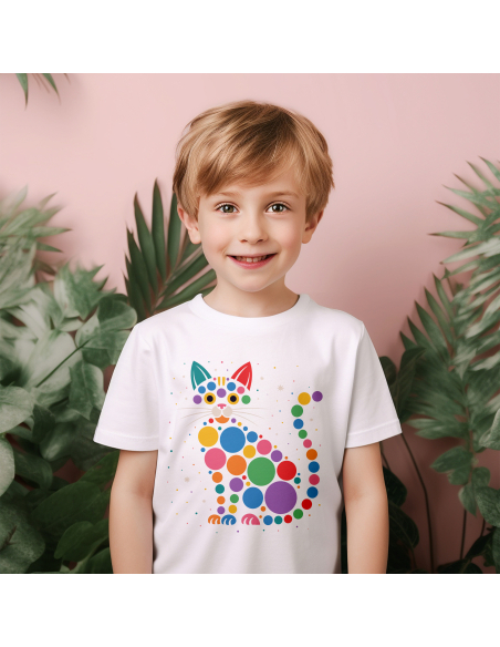 Koszulka Dziecięca "Dzień kropki - Kotek" Czarna | 100% Bawełna