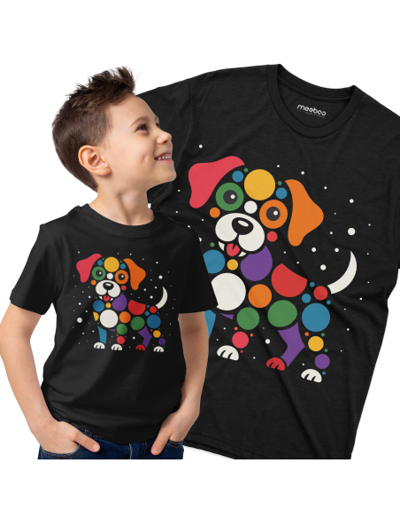 Koszulka Dziecięca "Dzień kropki - Piesek" Czarna | 100% Bawełna