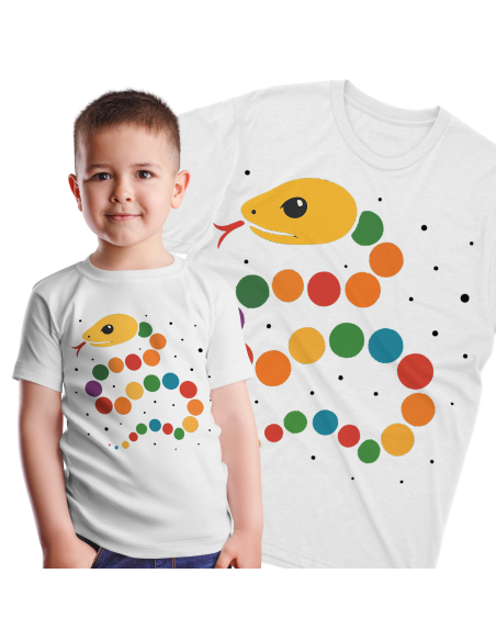 Koszulka Dziecięca "Dzień kropki - Wąż" Czarna | 100% Bawełna