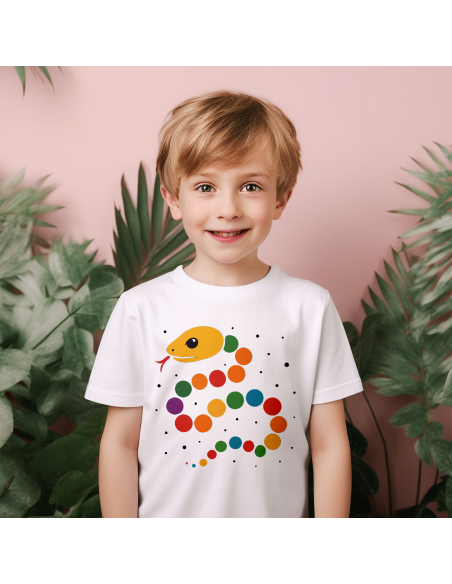 Koszulka Dziecięca "Dzień kropki - Wąż" Czarna | 100% Bawełna