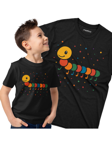 Koszulka Dziecięca "Dzień kropki - Stonoga" Czarna | 100% Bawełna