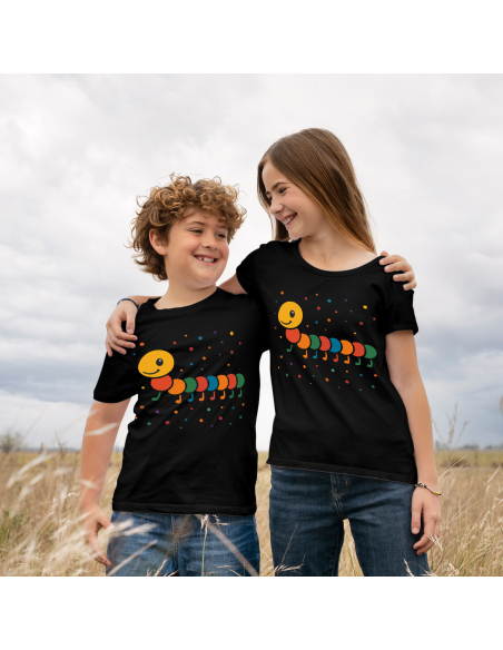 Koszulka Dziecięca "Dzień kropki - Stonoga" Czarna | 100% Bawełna